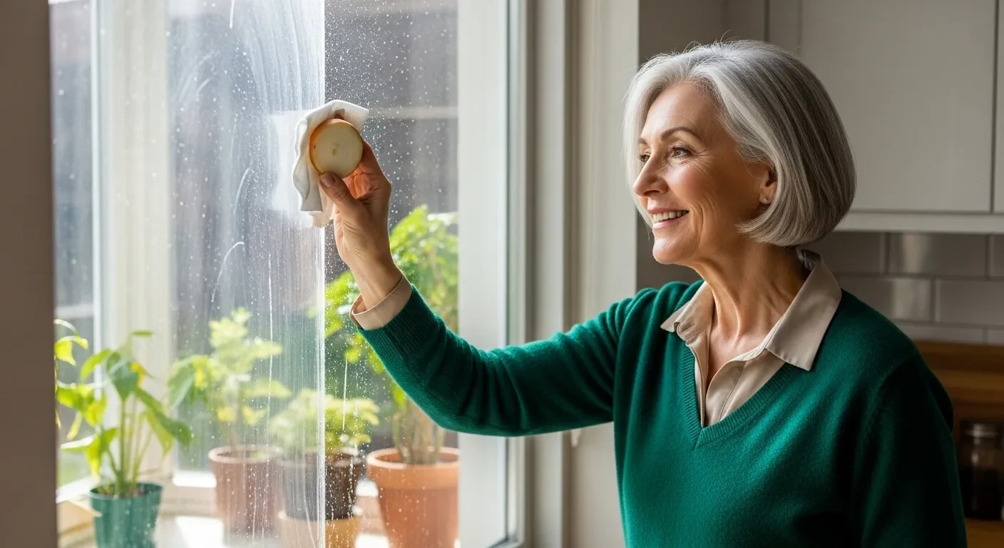 À 62 ans, elle nettoie ses vitres avec une rondelle d’oignon – résultat bluffant